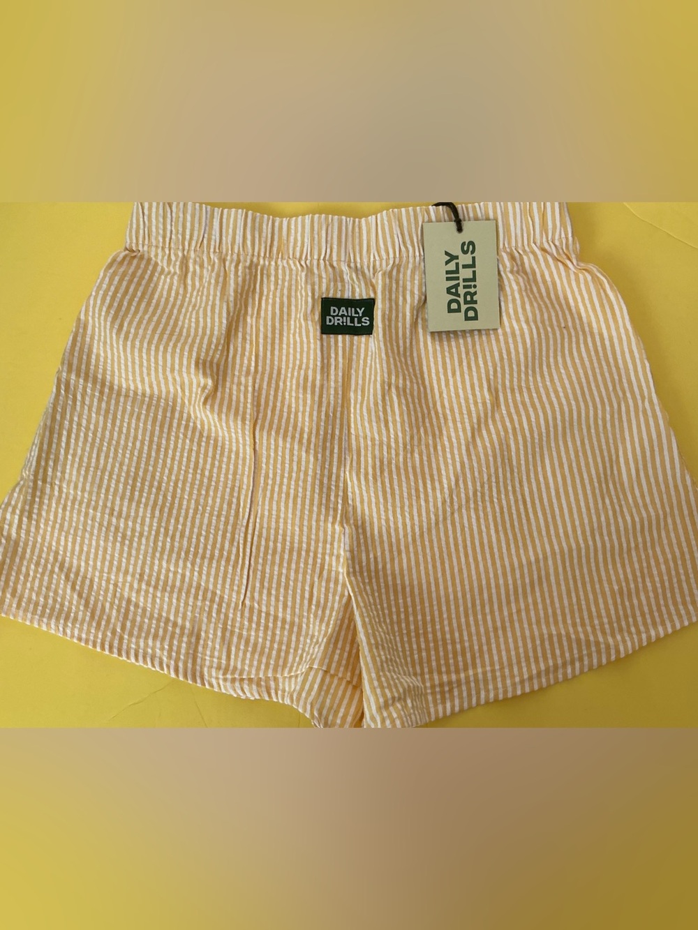 NWT Daily Drills yellow seersucker boxers sz M/L